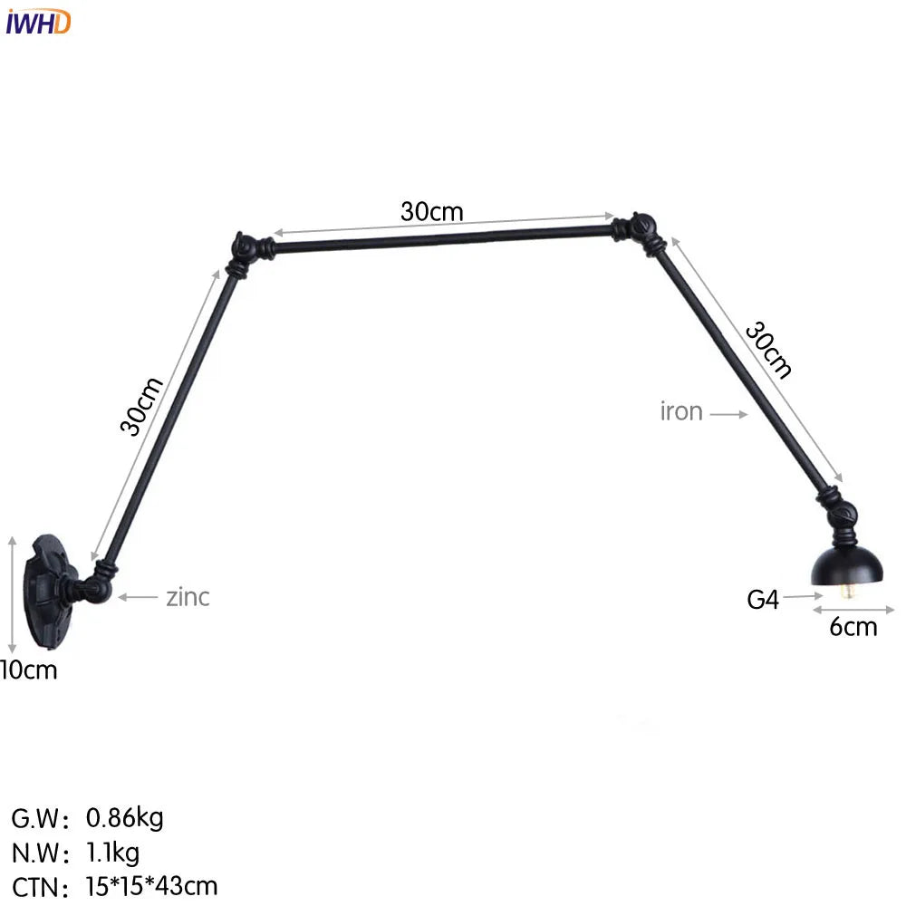 Afralia™ Industrial Vintage Adjustable Swing Wall Sconce Stair Light - Set of 3