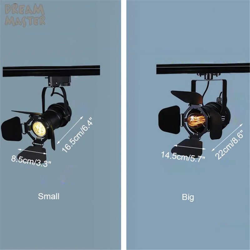 Afralia™ Industrial Spotlight Rail Light with Barndoor for Clothes Store Lighting