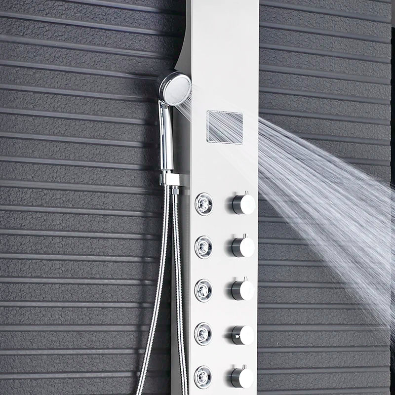 Afralia™ Spa Massage Jet Black LED Shower Panel with Waterfall Rainfall and Bidet Spray