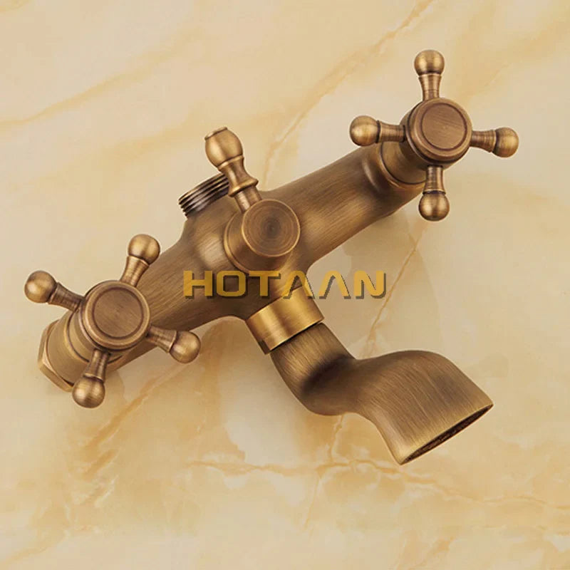 Afralia™ Antique Brass Hand-Held Shower Head Kit - Wall Mounted Shower Faucet