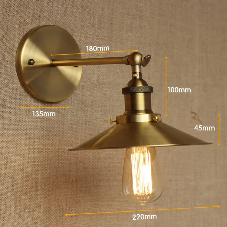 Afralia™ Retro Loft Vintage Wall Lamp Gold Shade Industrial Sconce Fixtures