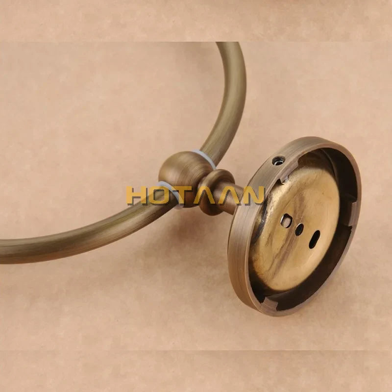 Afralia™ Antique Brass Wall-Mounted Round Towel Ring Holder