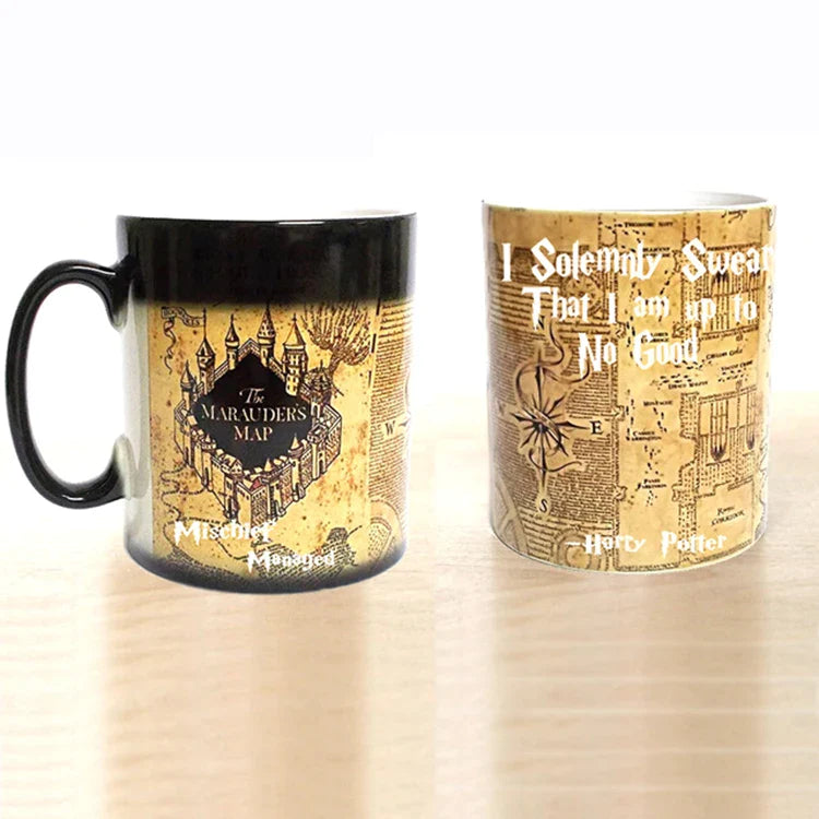 Afralia™ Marauders Map Magic Mug Color Changing Hot Drink Cup Novelty Gift