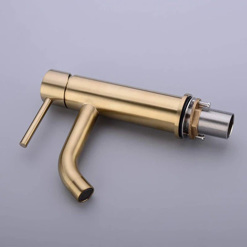 Afralia™ Golden Brass Basin Faucet Deck Mounted Vessel Sink Mixer Tap Hot Cold