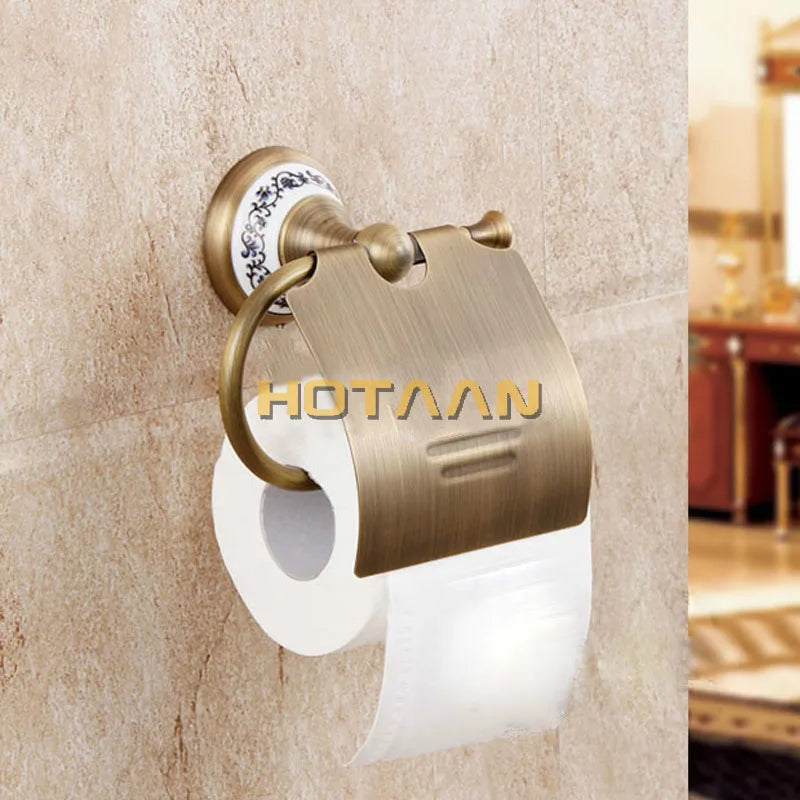 Afralia™ Solid Brass Toilet Paper Holder for Bathroom