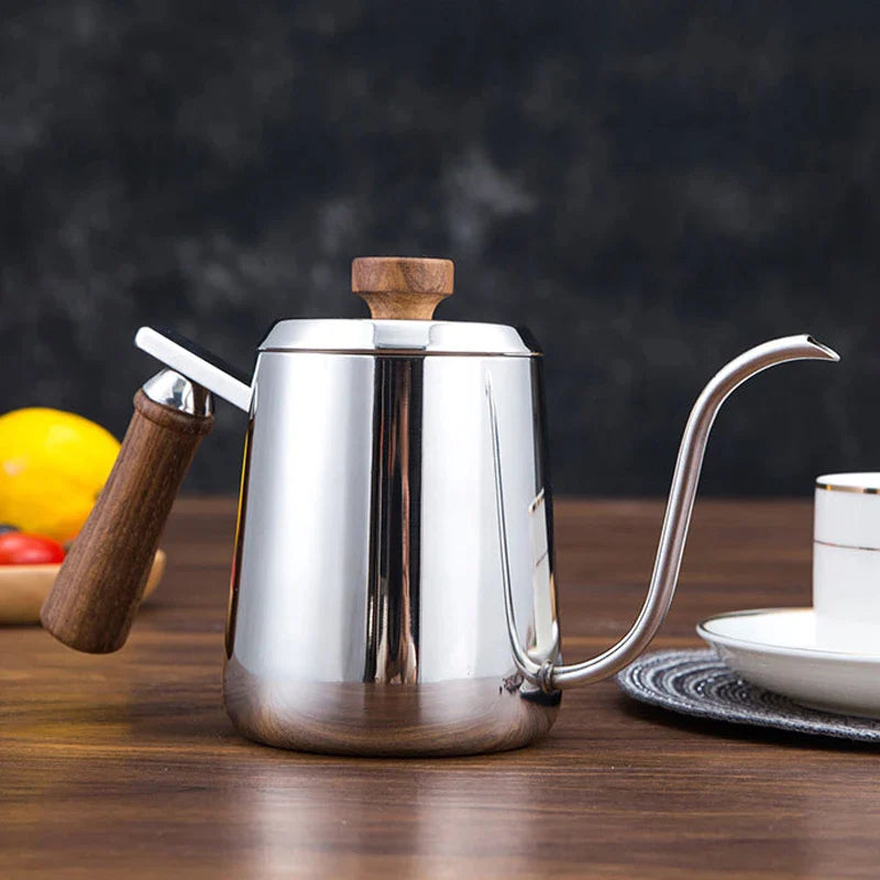 Afralia™ Gooseneck Stainless Steel Pour Over Kettle with Wooden Handle