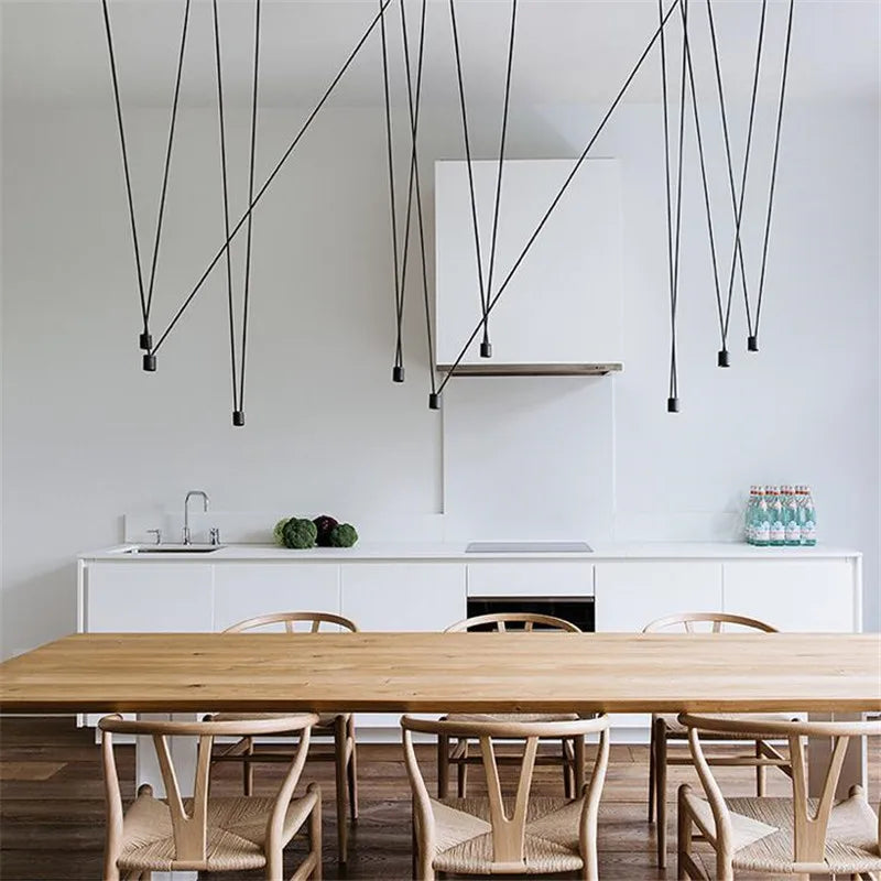 Afralia™ Geometric LED Wire Pendant Chandelier - Industrial Home Decor Spider Lamp