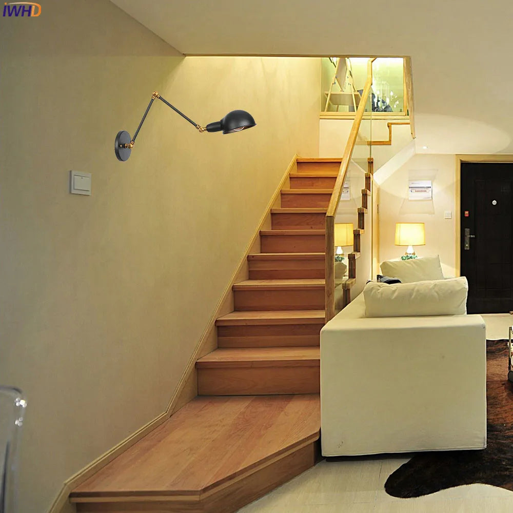 Afralia™ Retro LED Swing Arm Wall Lamp Sconce for Bathroom Living Room
