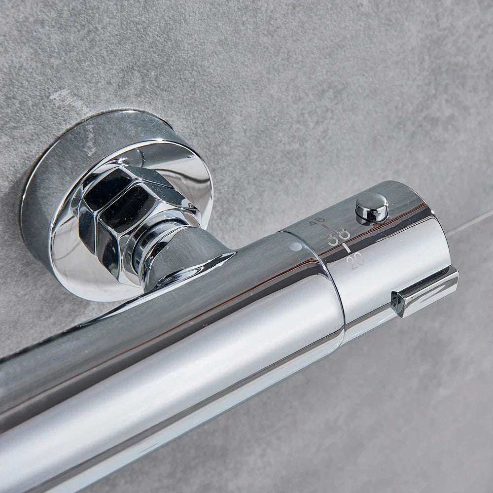 Afralia™ Chrome Thermostatic Shower Mixer Set: Hot & Cold Bathroom Thermostatic Tap