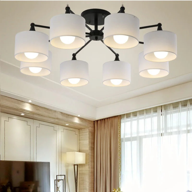 Afralia™ LED Ceiling Chandeliers E27 With Lampshade for Modern Living Room Lighting