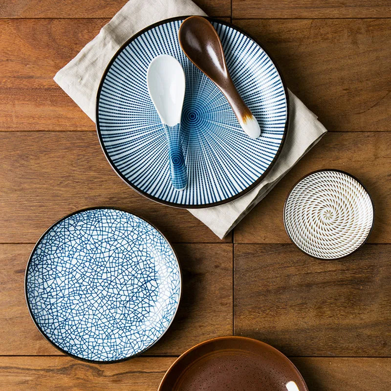 Afralia™ Ceramic Dinner Plate Set - Round Solid Pattern, Made of Ceramic