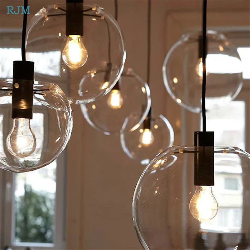 Afralia™ Bubble Glass Ball Pendant Light for Modern Living Room Kitchen Bedroom