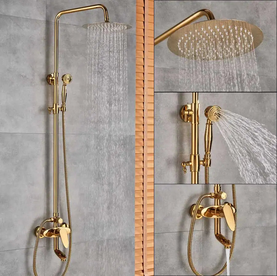 Afralia™ Dual Handle Wall Mounted Rainfall Shower System with Sliding Bar