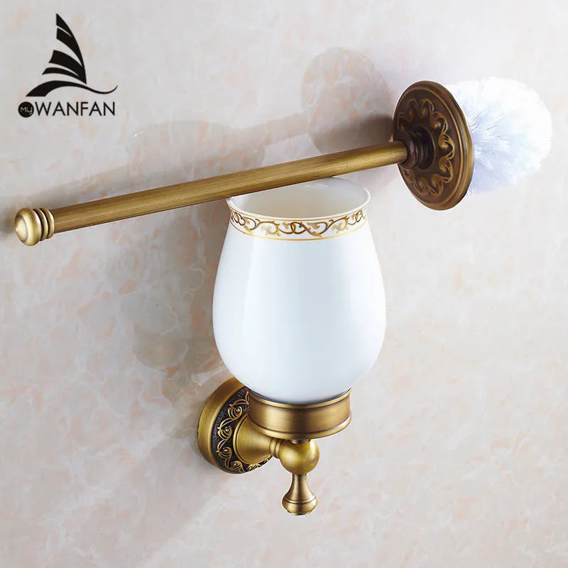 Afralia™ Antique Bronze Brass Toilet Brush Holder for Bathroom Accessories