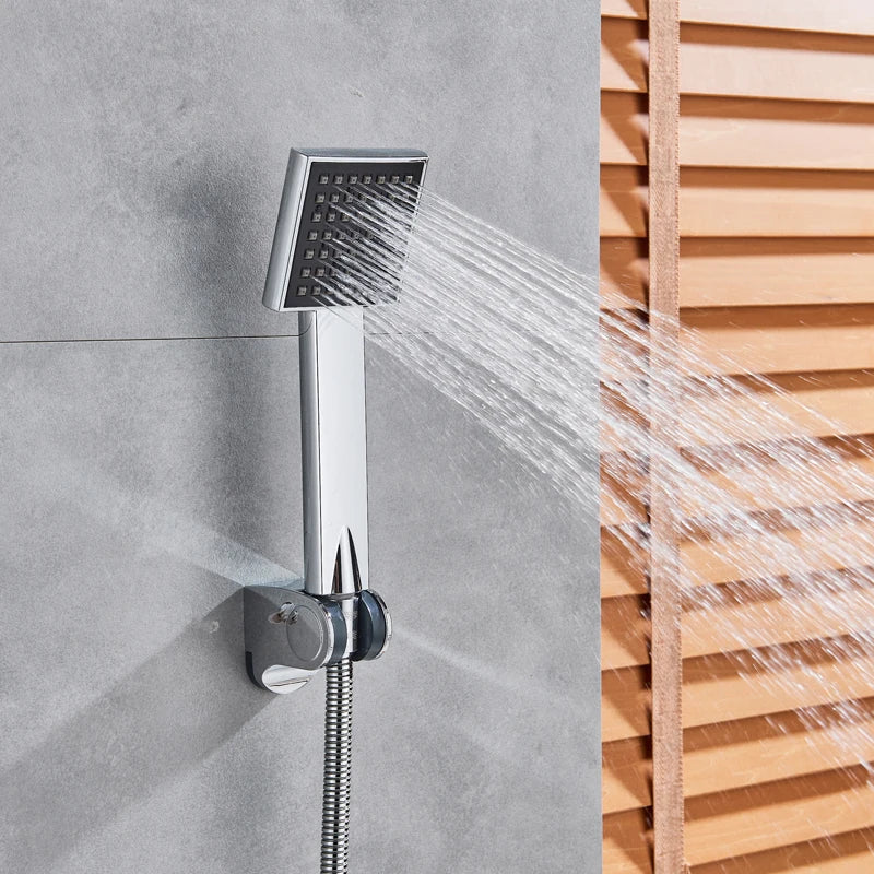 Afralia™ Chrome Thermostatic Dual Handle Shower Mixer Tap Set with Handheld Shower