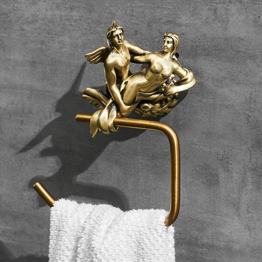 Afralia™ Romantic Bathroom Hardware Set: Towel Ring, Robe Hook, Toilet Paper Holder, Towel Bar
