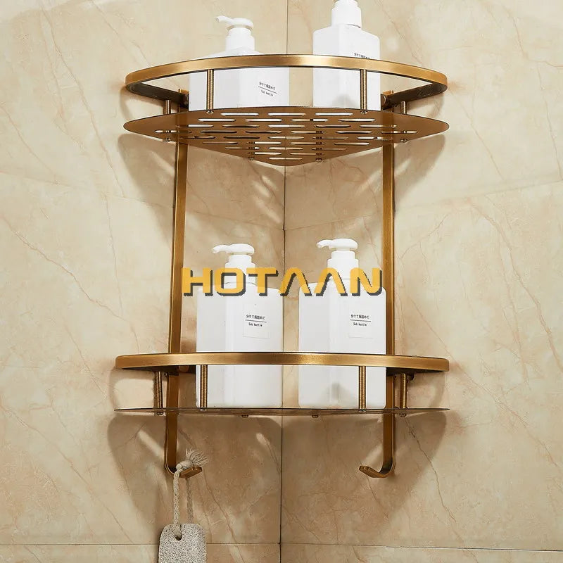 Afralia™ Double Layer Aluminum Bathroom Shower Basket Holder
