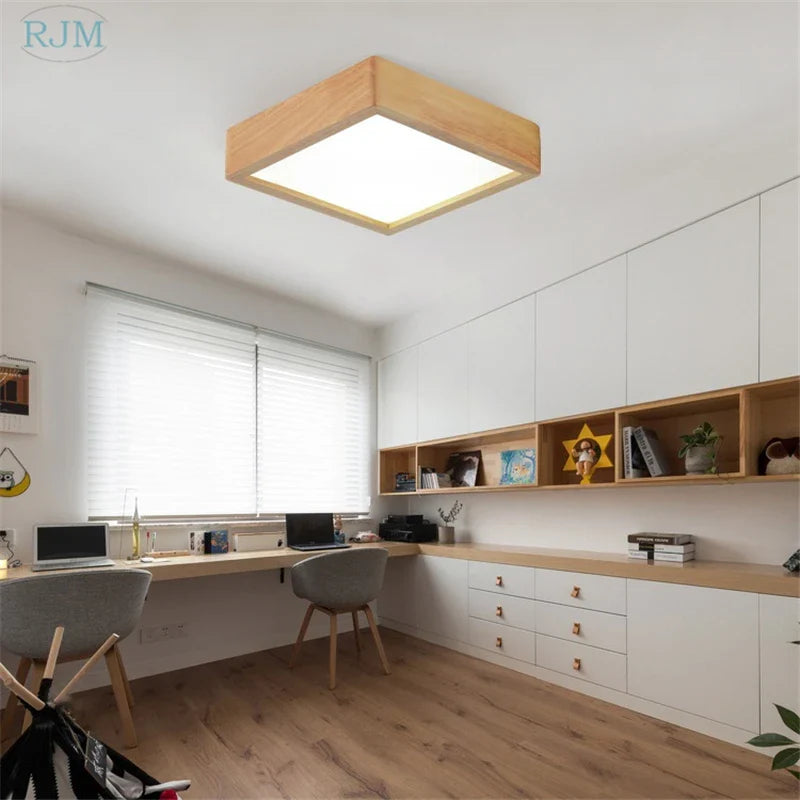 Afralia™ Japanese Solid Wood Ceiling Lamp for Home Living Room Bedroom Study