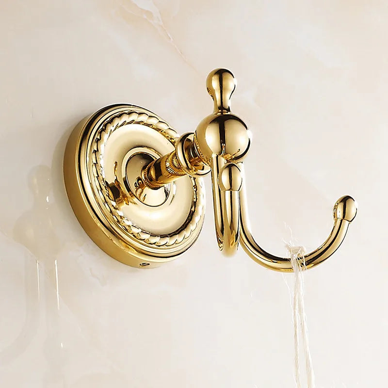 Afralia™ Antique Brass Robe Hook Coat Towel Hanger Wall Bathroom Accessories