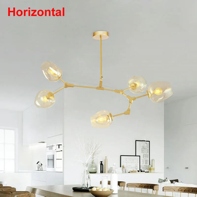 Afralia™ Industrial Globe Glass Chandelier, Modern Minimalist Design, E27 Lamps
