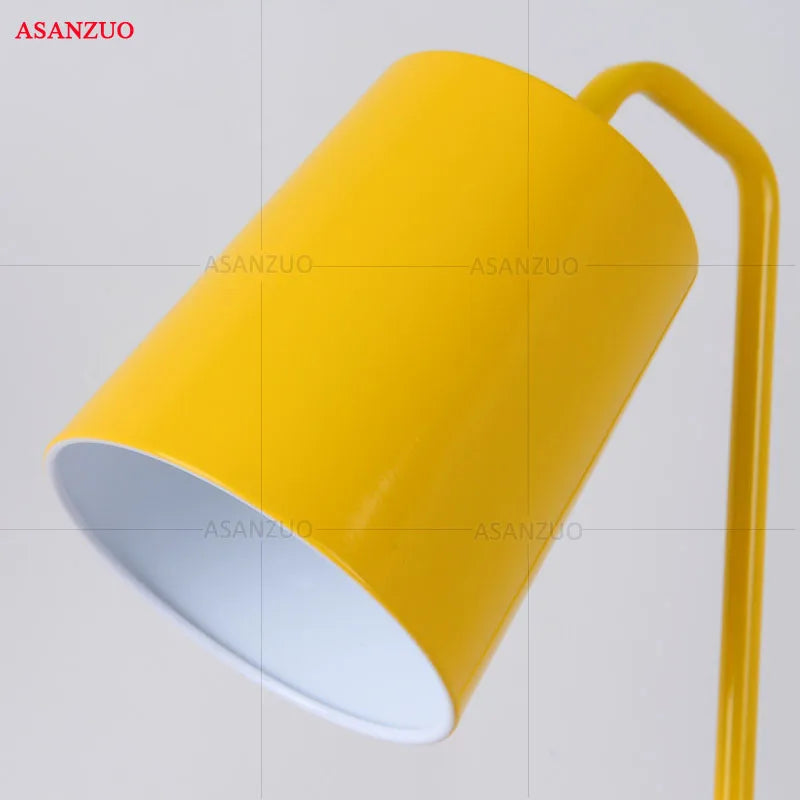 Afralia™ Modern Minimalist Black White Yellow Table Lamp LED Wrought Iron Desk Lamp