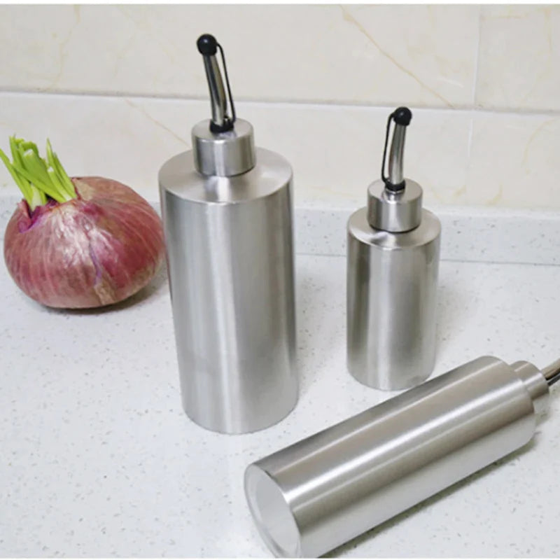 Afralia™ Stainless Steel Seasoning Container Oil Pot Vinegar Soy Sauce Bottle