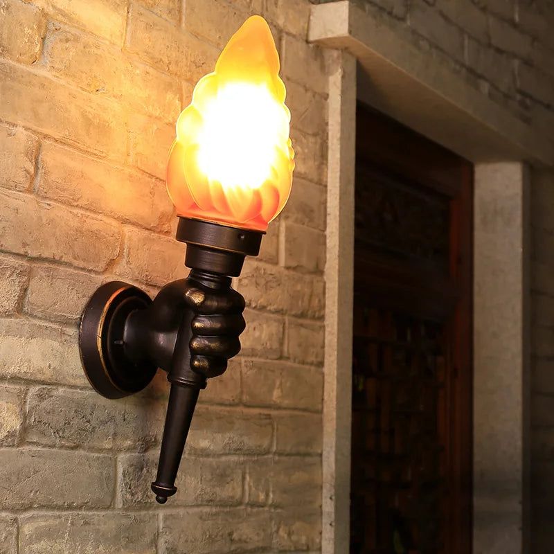 Afralia™ Creative Torch Hand Wall Lamp Outdoor Light for Garden Porch Living Room