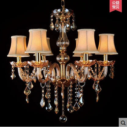 Afralia™ Champagne Gold Crystal Bedroom Chandelier | 6/8 Arms Pendant Lighting