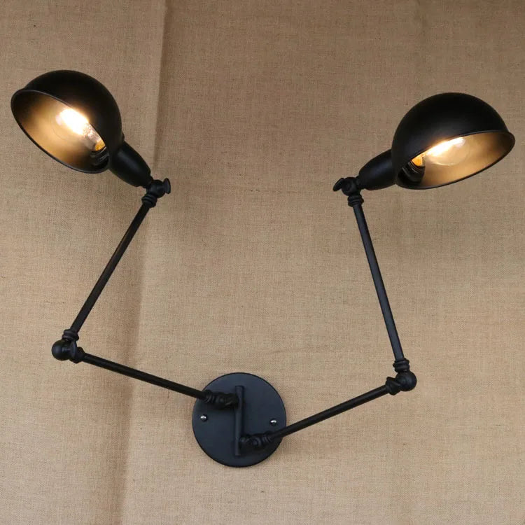 Afralia™ Industrial Vintage Double Swing Wall Sconce, Retro Wall Lamp, Brass Copper Loft Arm Light