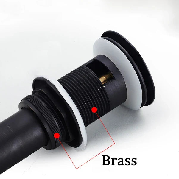 Afralia™ Brass Black Pop Up Drain Stopper with Overflow for Vessel Sink