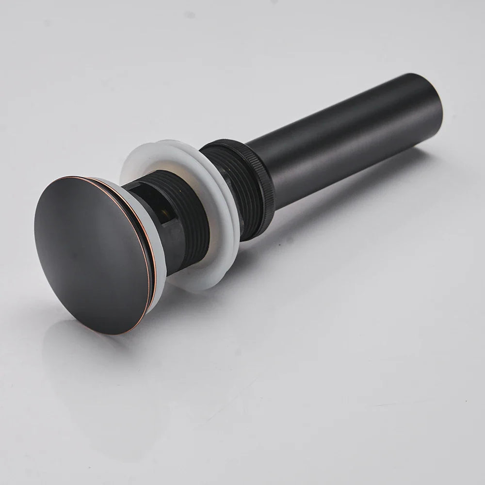Afralia™ Brass Black Vessel Sink Pop Up Drain Stopper With Overflow – HJ-0618H