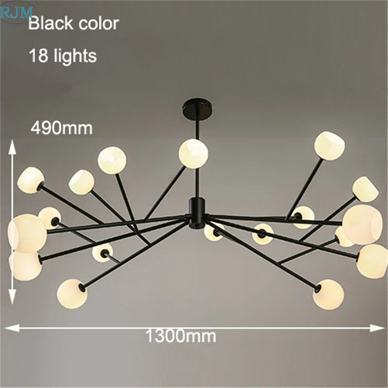 Afralia™ Nordic Glass Ball Chandelier E27 Gold Iron Hanging Lamp for Home Decor & Lighting