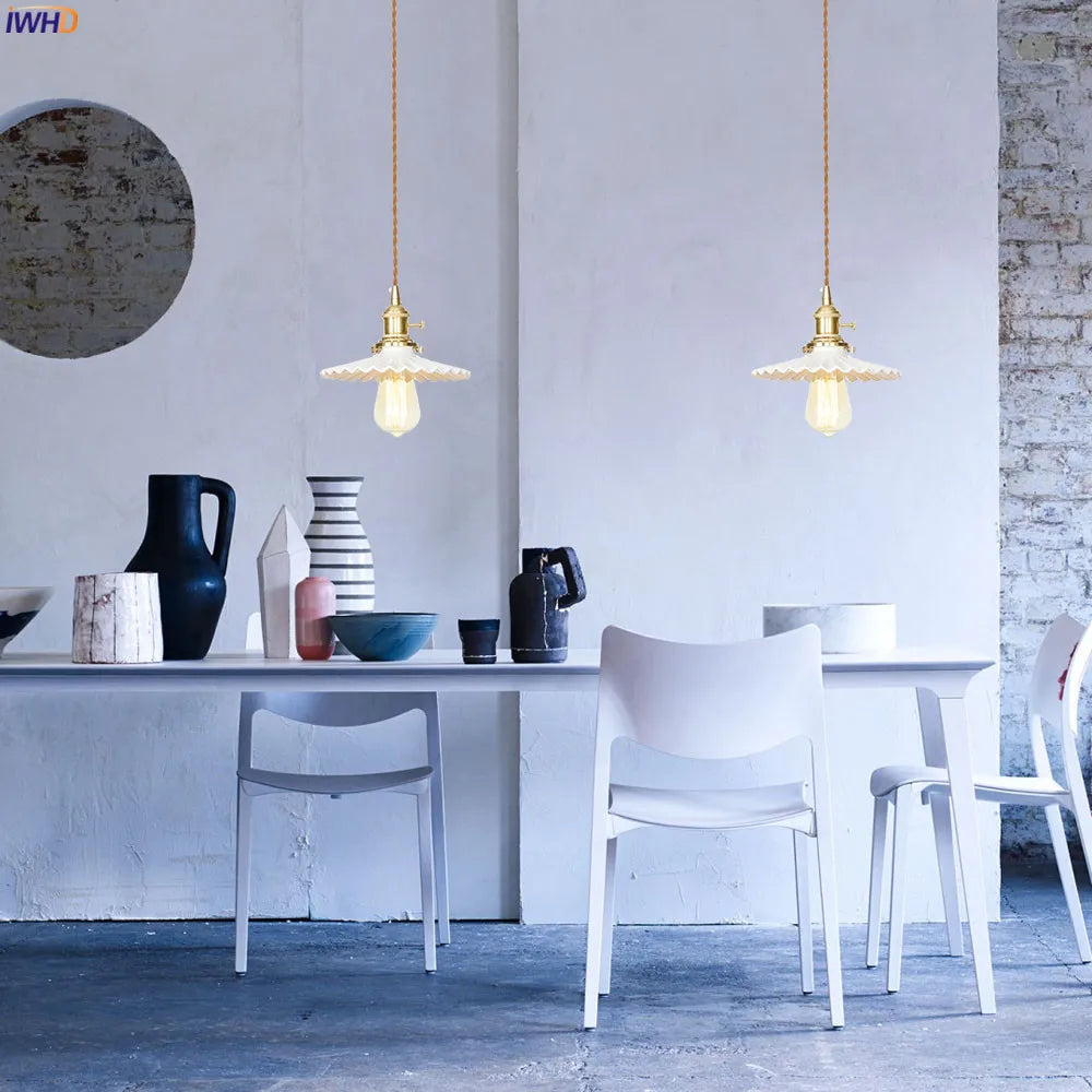 Afralia™ Nordic LED Copper Glass Pendant Light for Modern Style Living Spaces