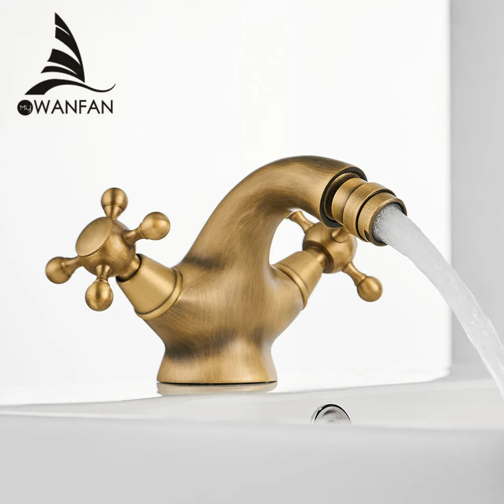 Afralia™ Chrome Bidet Faucet, Brass Swivel Handles, Single Hole Deck Mounted Mixer Tap