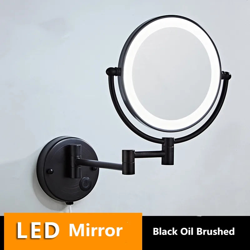 Afralia™ LED Wall Mounted Makeup Mirror 8" Folding Cosmetic Mirror