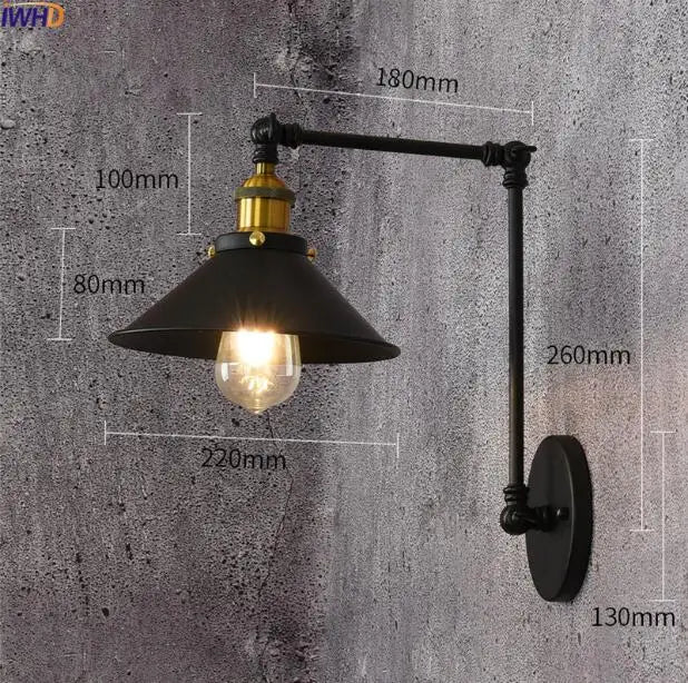 Afralia™ Loft Industrial Wall Sconce Black Swing Arm Wall Lamp LED Edison Luminaire