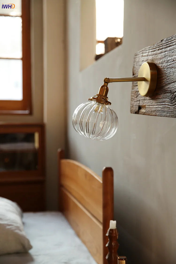 Afralia™ Copper Glass Ball Wall Lamp | Modern Nordic Japanese Style Stair Lighting