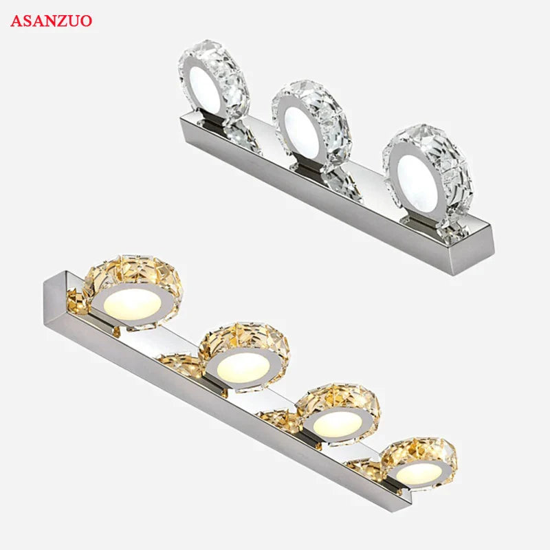 Afralia™ Stainless Steel LED Mirror Light Modern Bathroom Wall Lamps 2-4heads