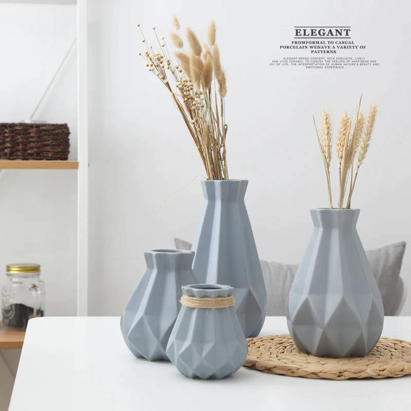 Afralia™ Ceramic Diamond Vase Modern Home Decor Living Room Decoration