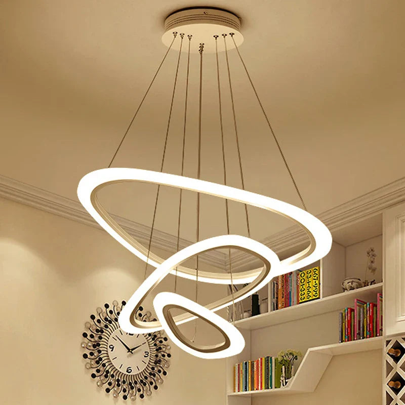 Afralia™ Circle Rings Acrylic LED Pendant Lights for Living Room and Dining Room