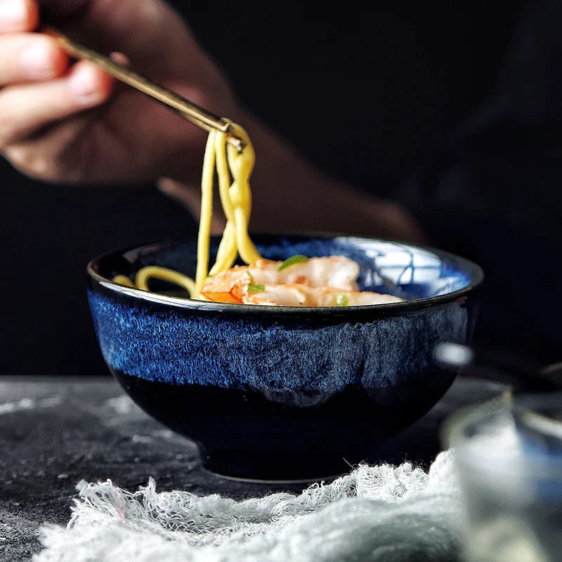 Afralia™ Kiln Glazed Ceramic Noodle Bowl - Large Soup Bowl for Ramen, Rice, and Salad
