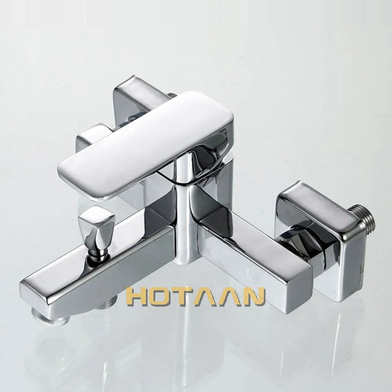 Afralia™ Wall Mount Waterfall Bath Tub Faucet Mixer with Handheld Shower - Polished Chrome