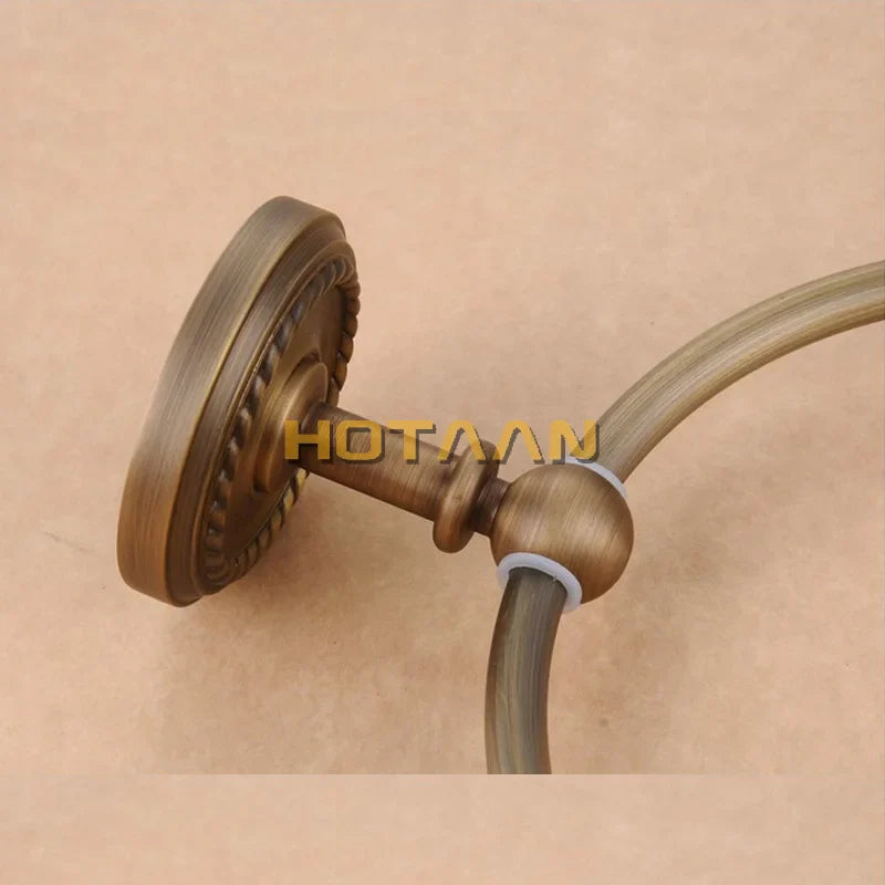 Afralia™ Antique Brass Wall-Mounted Round Towel Ring Holder