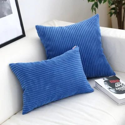 Afralia™ Velvet Cushion Cover Flocking Stripe Yellow Gray Pillow Case 45x45cm/60x60cm