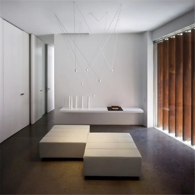 Afralia™ Geometric LED Wire Pendant Chandelier - Industrial Home Decor Spider Lamp