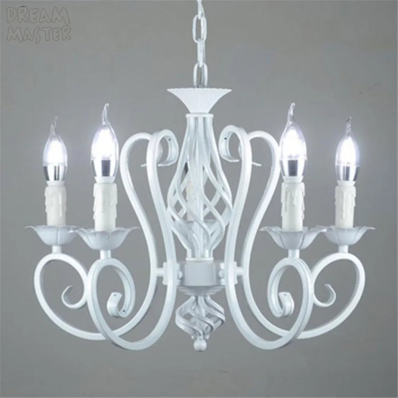 Afralia™ White Nordic Chandelier Wrought Iron Lustre Lamp for Living Room Bedroom Lighting