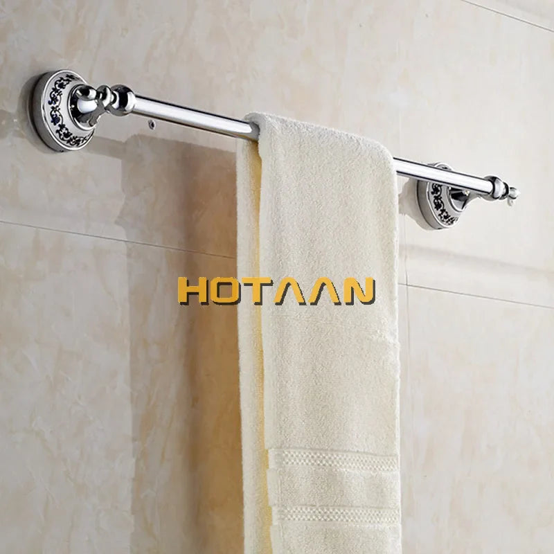Afralia™ Chrome Finish Towel Bar in Ceramic, 60cm Length