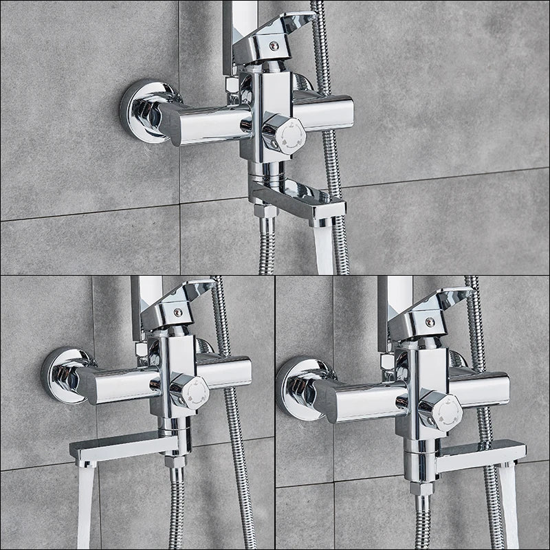 Afralia™ Matte Black Shower Faucet Set with 8" Rainfall Head and Handshower