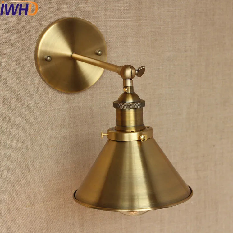 Afralia™ Retro Loft Vintage Wall Lamp Gold Shade Industrial Sconce Fixtures
