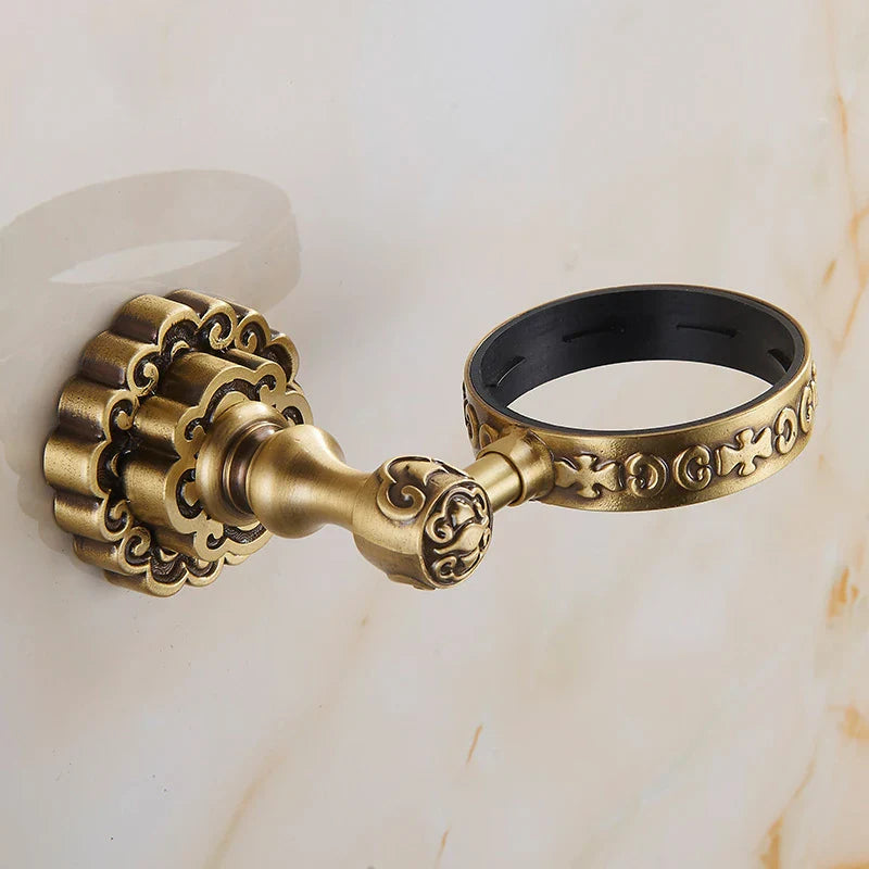Afralia™ Antique Brass Wall Mounted Toothbrush Holder for Bathroom Décor